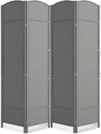 Paper Rope Room Divider, 4 Panel Wood Mesh Woven Design Screen with Double Sides Weaved, Foldable Portable Partition Divider Screen for Decorationg of Bedroom,LivingRoom,Office Separator