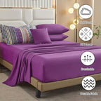 Cottolester Boho Comforter Set King Size 8 Piece Bed in a Bag Bohemian Striped Bedding Quilt Set Purple Paisley Floral Comforter and Sheet Set,Soft Microfiber Complete Bedding Sets for All Season