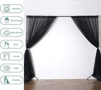 Akiky Canopy for Girls Room Black Bed Curtains Elegant Sheer Curtain for Twin Full Queen King Size Bed Drapes,8 Panels Canopies with Light,Room Décor(King,Black)