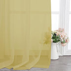Chyhomenyc Yellow Sheer Curtains 36 inch Length 2 Panels, Light Filtering Voile Rod Pocket Short Window Curtians for Bathroom Living Room Farmhouse Small Windows, 42Wx36L inches