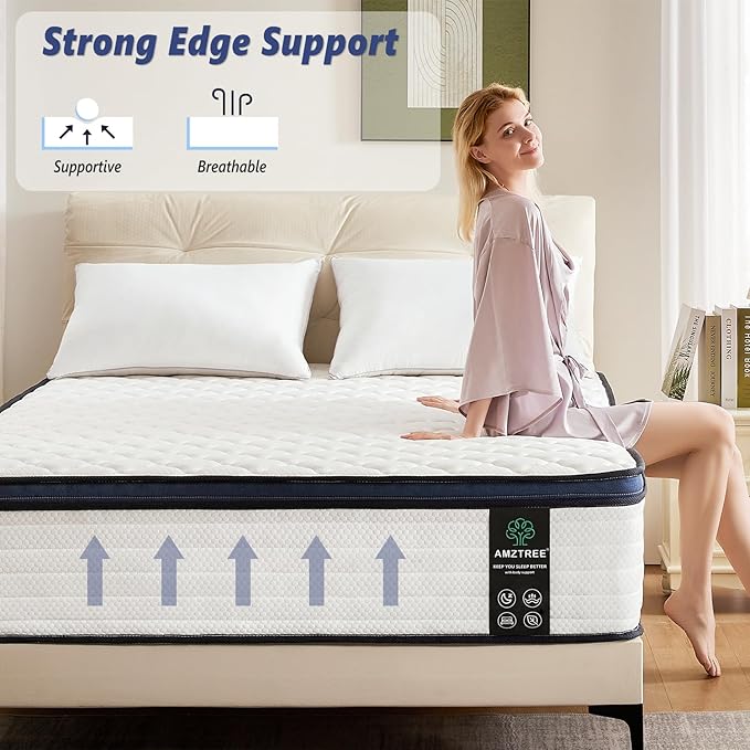 Twin Mattress 10 Inch Twin Size Mattresses - Memory Foam & Pocket Coils Springs, Pressure Relief, Medium Firm Comfort, Motion Isolation, Ideal for All Sleep Positions, CertiPUR-US Certified