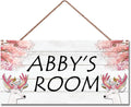 Personalized Unicorn Plaque, Magical Unicorn Sign, Kids Room Custom Name Door Wall Decor, Floral Nursery Art Plate, 5"x10" (12.5x25cm) Wooden Sign