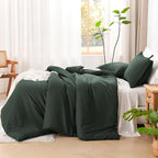 Litanika Forest Green Comforter Set Queen Size, 3 Pieces Lightweight Solid Bedding Comforter Set, All Season Fluffy Bed Set (90x90In Comforter & 2 Pillowcases)