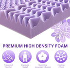 MUXHOMO 3 Inch 7-Zone Twin Mattress Topper, Egg Crate Foam Mattress Topper Twin Size for Back Pain, Lavender Cooling Gel Infused Bed Pad, CertiPUR-US and Oeko-TEX Certification (38"×75")