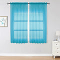 OWENIE Sheer Curtains 63 inch Length 2 Panels Set, Rod Pocket Voile Fimly Sheer Drapes for Living Room/Bedroom, 2pcs, Each 42" W x 63" L，Marine Blue