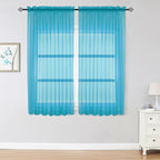 OWENIE Sheer Curtains 63 inch Length 2 Panels Set, Rod Pocket Voile Fimly Sheer Drapes for Living Room/Bedroom, 2pcs, Each 42" W x 63" L，Marine Blue