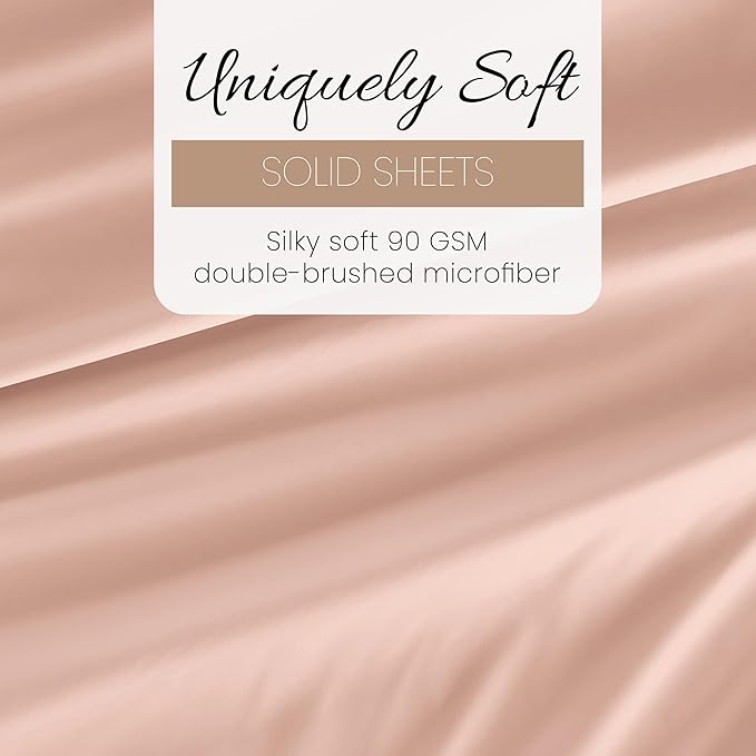 Linen Market Double-Brushed Microfiber King Sheet Set 4 Piece – Oeko-TEX Certified Ultra Soft & Wrinkle-Free - 16" Deep Pocket Sheets - Easy Care King Size - Blush