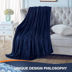 Walensee Fleece Blanket Plush Throw Fuzzy Lightweight (California King Size 108x102navy Blue) Super Soft Microfiber Cal King Size Flannel Blankets for Couch, Bed, Sofa Warm and Cozy for All Seasons