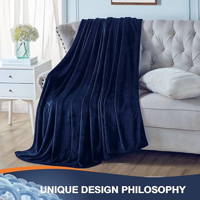 Walensee Fleece Blanket Plush Throw Fuzzy Lightweight (King Size 108x90 Navy Blue) Super Soft Microfiber Flannel Blankets for Couch, Bed, Sofa Ultra Luxurious Warm and Cozy for All Seasons