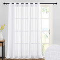 RYB HOME White Sheer Curtains Linen Textured Semi Sheer Drapes Light Airy Grommet Large Window Decor for Living Room Bedroom Dining Patio Door, White, W 100 x L 108 inch, 1 Panel
