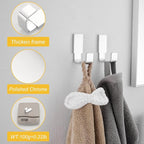 BESy Brass Clothes Hook Single Towel Hook for Bathroom Kitchen Garage Square Style Robe Hooks Coat and Hat Hook, Self Adhesive with Glue or Wall Mounted with Screws, Polished Chrome