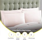 California King Comforter Set - Soft & Breathable 7-Piece Bedding Collection - 1 Comforter, 1 Fitted Sheet, 1 Flat, 4 Pillowcases - Deep Pocket - Premium Quality - Ideal for All Seasons, Pale Pink