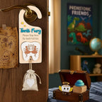 4Pcs Tooth Fairy Door Holder - Wooden Door Hanger Gift Set with Keepsake Box and Bag & Reward Badge, Gifts and Bedroom Decorations Suitable for Lost Teeth Girls and Boys