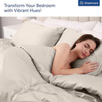 DREAMCARE Queen Sheet Set – 4 pcs Cooling Sheets – up to 21” Extra Deep Pocket Queen Sheets – Hotel Luxury Sheets & Pillowcases – Superior Softness 100% Microfiber with Side Pocket - Beige