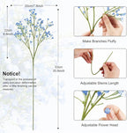 N&T NIETING Babys Breath Artificial Flowers Bulk, 10Pcs Blue Fake Gypsophila Bouquet Flowers Real Touch Faux Babies Breath Arrangement for Wedding Floral Party Home Centerpieces Vase Decoration, Blue