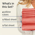 Cal King 6 Piece Sheet Set - Comfy Breathable & Cooling - Ultra-Soft Hotel Luxury Bedding Set with 8-16 Inch Deep Pockets - 1 Flat & 1 Fitted Sheet & 4 Pillowcases - Wrinkle Free & Easy Care - Coral