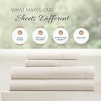 Linen Market Double-Brushed Microfiber Queen Sheet Set 4 Piece – Oeko-TEX Certified Ultra Soft & Wrinkle-Free - 16" Deep Pocket Sheets - Easy Care Queen Size - Ivory