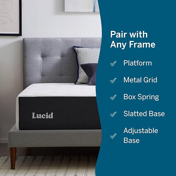 Lucid 14 Inch Memory Foam Mattress - Medium Firm Feel - Infused with Refreshing Bamboo Charcoal and Cooling Gel - Bed in a Box - Temperature Regulating - Pressure Relief - Breathable - California King
