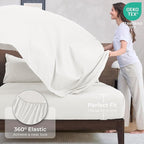 HEVUMYI Ivory Queen Comforter Set - 7-Piece All Season Bed in a Bag Queen, Ultra Soft Bedding Set with Comforter, Flat Sheet, Fitted Sheet, Pillowcases, Pillow Shams