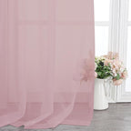 Chyhomenyc Sheer Blush Pink Curtains 90 inches Long 2 Panels, Light Filtering Soft Airy Solid Elegant Voile Window Treatment Drapes for Bedroom Living Room Wedding Party Decor, 42 Wx90 L Inches