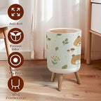 Small Trash Can with Lid Cute Summer Forest Animals Head Scandinavian Seamless Texture Garbage Bin Pet Proof Waste Basket for Kitchen Bathroom Office Bedroom Decorative 1.8 Gallon