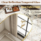 VooBang Wide Arched Wall Mirror, 38 x 40 inch Arch Bathroom Mirror, Wall Mounted Vanity Mirror with Arch Metal Frame, Modern Bathroom Vanity Mirror for Bedroom, Living Room, Hanging or Leaning, Gold