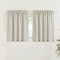 RYB HOME Linen Woven Curtains 36 Inch Length, Flax Linen Blend Small Drapes Soften Sunlight Thermal Curtains for Farmhouse, Cafe, RV, Bus, Office, W 52 x L 36 inches, Angora, 2 Pack