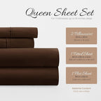 Linen Market Brushed Microfiber Queen Sheet Set 4 Piece – Oeko-TEX Certified Ultra Soft & Wrinkle-Free - 16" Deep Pocket Sheets - Easy Care Queen Size - Chocolate
