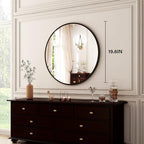 HARRITPURE Round Mirror 19.6 Black Wall Mounted Circle Mirrors Vanity Mirror with Brushed Aluminum Alloy Frame Modern Decoration for Bathroom, Living Room, Vanity, Bedroom, Entryway