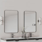 VocalStar Black Metal Framed Bathroom Mirror for Wall, 16 x 24 Inch Rounded Rectangle Matte Black Bathroom Vanity Mirror Farmhouse, 1/4-inch Shatterproof Glass | Ultra-Flush Hanging