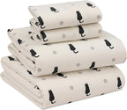 RUVANTI Flannel Sheets California King Size - 100% Cotton Brushed Cal King Bed Sheets Set - Deep Pockets 14 Inches - All Seasons Breathable & Extra Soft - Warm & Cozy, 4 Piece, Black Cat