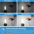 TOBUSA Dimmable E12 Candelabra LED Bulbs 60 Watt Incandescent Equivalent, 5000K Daylight White, Clear Filament Chandelier Light Bulbs 6W, 600lm, CA11 Vintage Ceiling Fan Light Bulbs with Flame Tip