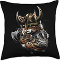 Viking Cat Scandinavian Norse Mythology Throw Pillow