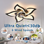 Ceiling Fan with Lights Remote Control, 24" Black, 6 Speeds 3 Light Color Low Profile Flush Mount Ceiling Fan for Kitchen Bedroom
