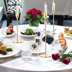 Metal Gold Taper Candle Holder for Wedding, Dinning, Party, Fits 3/4 inch Thick Candle&Led Candles (Set of 6 Pcs)