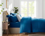 CozyLux King Size Comforter Set Teal, 7 Pieces Bed in a Bag, Teal Comforter King Size, All Season Bedding Sets with Stitch Quilted Comforter, Flat Sheet, Fitted Sheet, Pillowcases