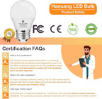hansang E26 Appliance Light Bulb, 2700K Warm White, 60 Watt Equivalent Small Light Bulb, E26 LED Bulb for Ceiling Fan, A15 Light Bulb, 600lm 120V, CRI85+, Eye Protection, 120V, Non-Dimmable 6 Pack