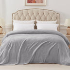 Exclusivo Mezcla Fleece Blanket Queen Size for Bed, Super Soft and Warm, All Season Use, Cozy, Plush, Lightweight, 90x90 Inches, Light Grey