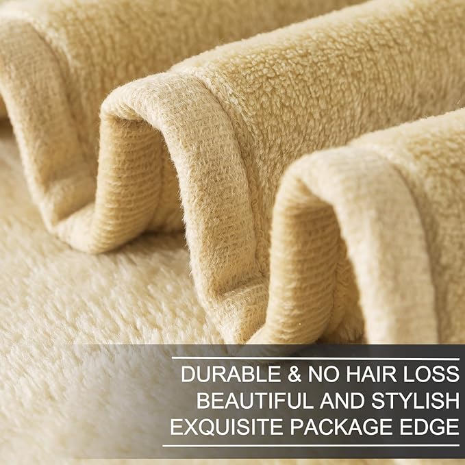 Fleece Blankets for All Season - Premium Lightweight Anti-Static Throw for King Size Bed Extra Soft Brush Fabric Warm Sofa Thermal Blanket 90" x 108"(Khaki)