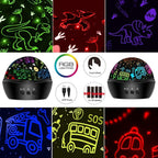 DQMOON Dinosaur Night Light for Kids, Projector with 8 Colors, 360 Rotation, Safe Materials, Ideal Birthday Gift