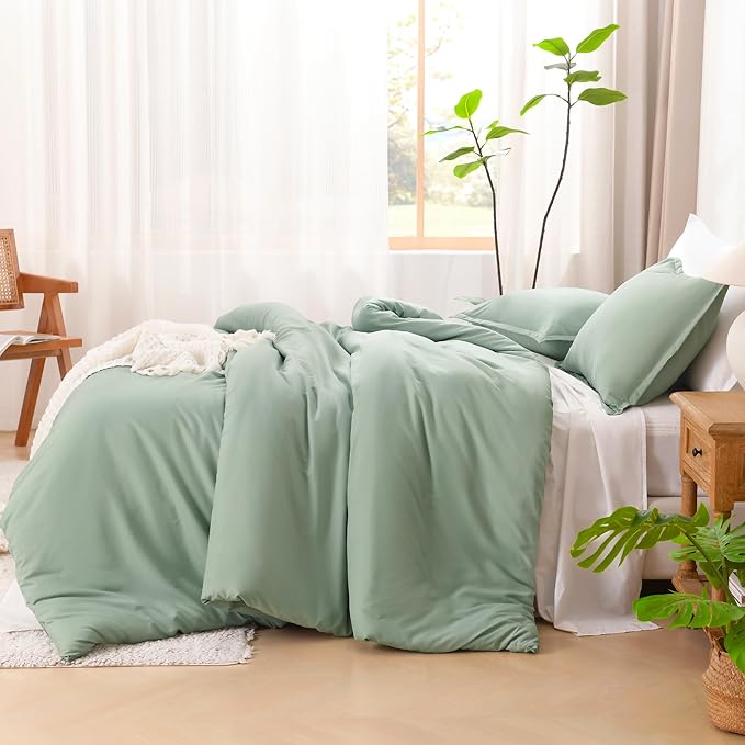 Litanika Twin XL Comforter Set Sage Green, 2 Pieces Comforter Sets Soft Down Alternative Comforter All Season Quilt Blanket (66x90In Comforter & 1 Pillowcase)