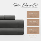 Linen Market Double-Brushed Microfiber Twin Sheet Set 3 Piece – Oeko-TEX Certified Ultra Soft & Wrinkle-Free - 16" Deep Pocket Sheets - Easy Care Twin Size - Gray