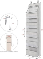 Univivi 6-Shelf Over Door Hanging Organizer Fabric Baby Door Storage with 5 Large Pockets and 3 Small PVC Pockets Wall Mount Hanging Storage Organizers for Baby Essential (Grey Pattern)