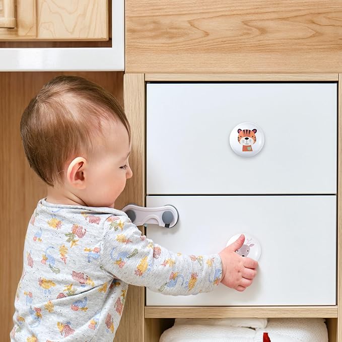 6pcs 1.5" 6Pack Cute Safari Animal Ceramics Kids Cabinet Furniture Nursery Cabinet Dresser Drawer Knobs and Door Pulls