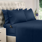 DREAMCARE Sheets Full Size Bed - Cooling Bed Sheets - 6pcs Set - Full Sheet Set - Full Size Sheets - Full Size Sheet Sets Soft & Long Lasting 100% Fine Brushed Polyester with Side Pocket - Navy Blue