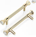 4 Pack Kitchen Cabinet Handles Gold, Crystal Dresser Drawer Pulls, Modern Bathroom Cabinet Handles, Kitchen Hardware for cabinets, Zinc Alloy Pull, 5.7 Inch Length, 4.1 Inch Hole Center