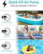 Electric Air Pump for Inflatables- 2×2000mAH Rechargeable Battery Powered Air Mattress Pump- Cordless Portable Air Pump, Quick-Fill Inflator Pump for Camping Air Mattress Bed, Pool Floats Toys, Boats
