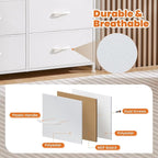 Sweetcrispy 10 Drawer Fabric Dresser Tall Chest Storage Organizer Tower with Cabinet Metal Frame and Wood Top Lightweight Nursery Closet Furniture for Bedroom,Cream White