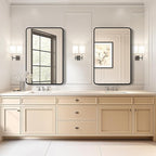USHOWER 2-Pack Black Bathroom Mirrors for Over Sink 24 x 36 Inch, Metal Frame Rectangle Wall Mirror, Modern Farmhouse Vanity Mirror, Wall Mounted