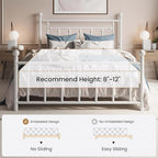 SHA CERLIN 14'' Full Size Metal Platform Bed Frame/Victorian Headboard and Footboard/Steel Slats Mattress Foundation for Storage/No Box Spring Needed/Noise Free/White